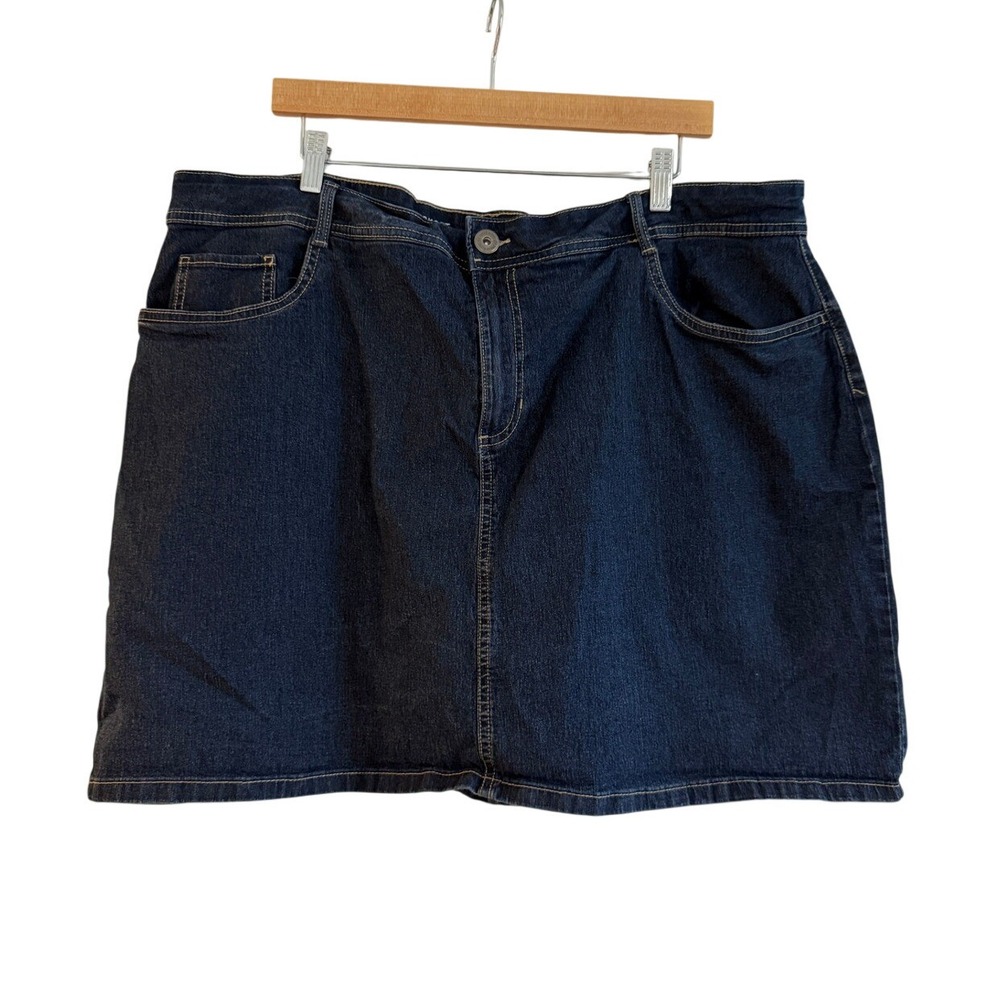St. Johns Bay Womens Denim Skort Dark Wash Blue Plus Size 22W Stretch Mini Skirt